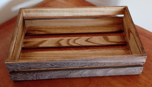 Rustic wooden crate tray - wooden,