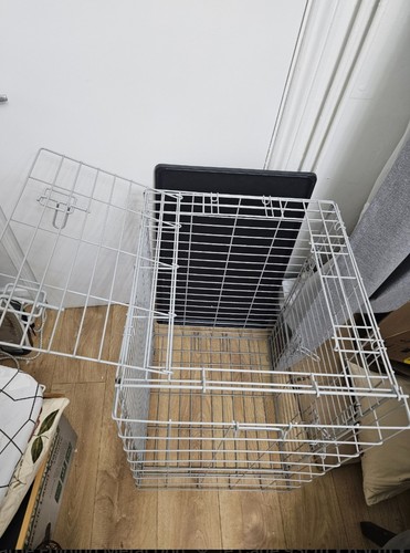 Large folding metal dog crate - large,