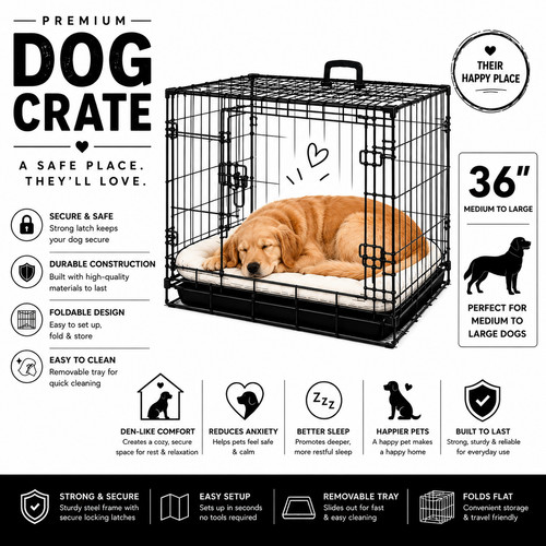 Dog crate double door metal - dog,