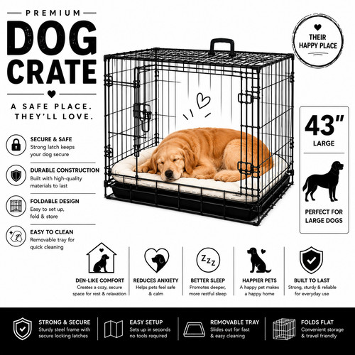 Large dog crate double - large, door