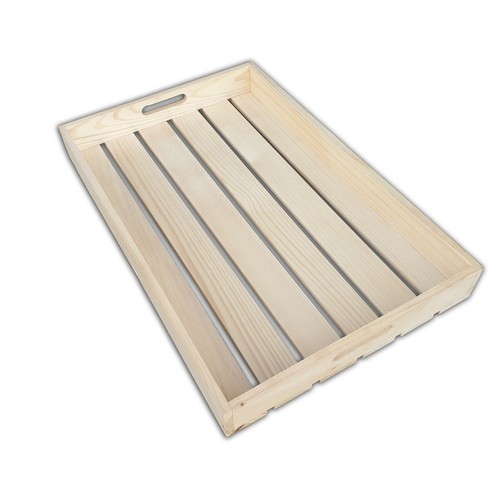 Wooden crate tray 56x36x6cm - wooden, crate/tray