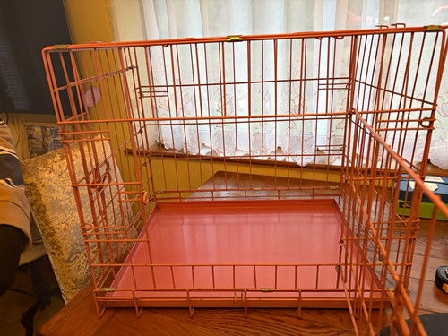 Pink metal folding dog - cage, 24